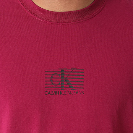 Calvin Klein - Tee Shirt Small CK Box Stripe 8201 Bordeaux
