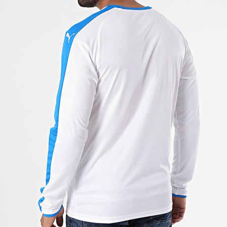 Puma - Tee Shirt De Sport Manches Longues A Bandes Liga Jersey 703419 Blanc Bleu