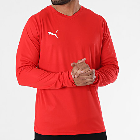 Puma - Tee Shirt De Sport Manches Longues Col V Liga Jersey 703621 Rouge