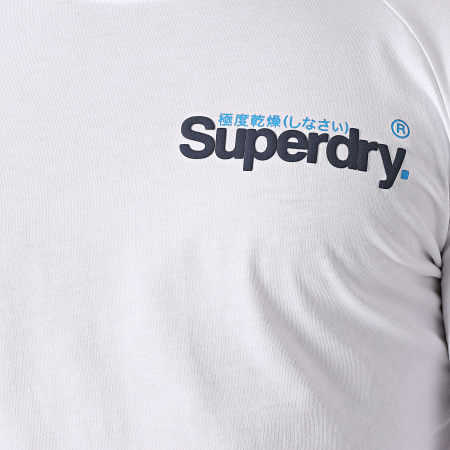 Superdry - Tee Shirt Manches Longues A Bandes Cali Raglan M6010468A Blanc