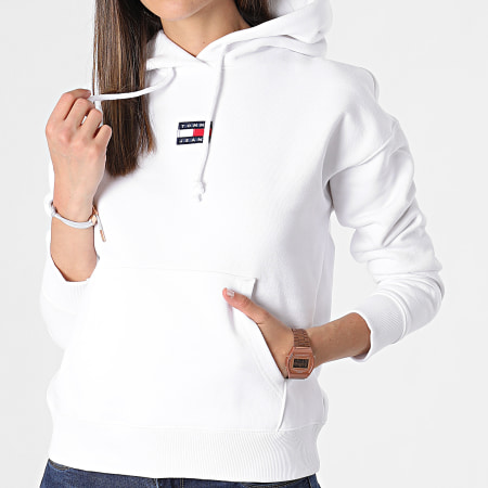 Tommy Jeans - Sudadera con capucha Center Badge Mujer 0403 Blanco