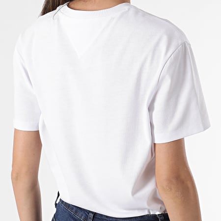 Tommy Jeans - Maglietta con stemma centrale da donna 0404 Bianco