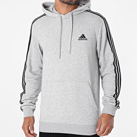 Adidas Sportswear - GK9080 Felpa con cappuccio a 3 strisce grigio erica