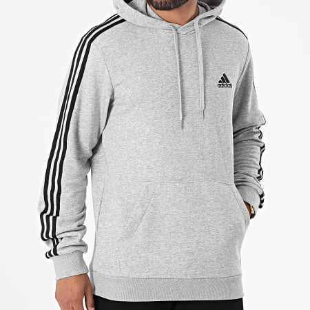 Adidas Sportswear - Sweat Capuche A Bandes 3 Stripes GK9080 Gris Chiné