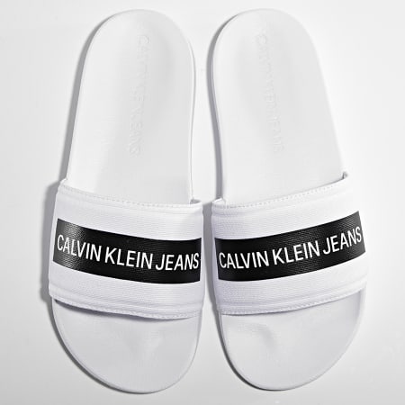 Calvin Klein - Claquettes Femme Slide Tape Institutional 0409 Bright White