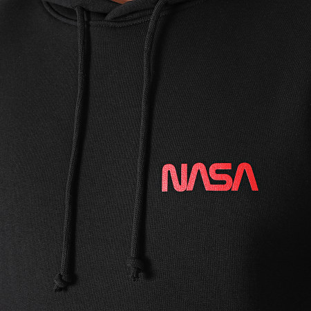 NASA - Sweat Capuche Simple Chest Logo Noir Rouge