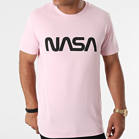 NASA - Camiseta Gusano Serie Logo Rosa Negro