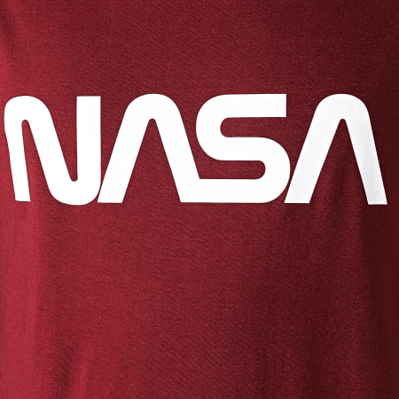 NASA - Camiseta Logo Serie Gusano Burdeos Blanco