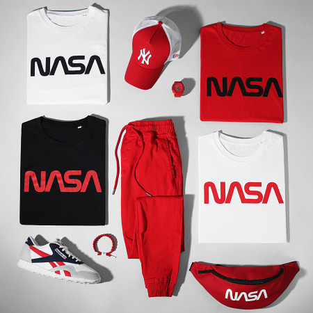 NASA - Maglietta Worm Series Logo Nero Rosso