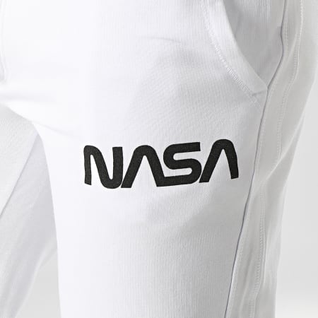 NASA - Pantalon Jogging Worm Series Logo Blanc Noir