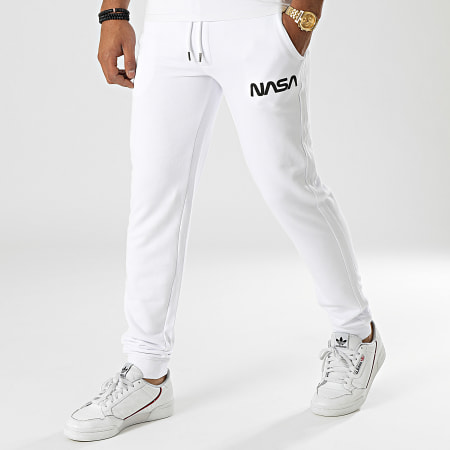 NASA - Pantalon Jogging Worm Series Logo Blanc Noir