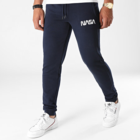 NASA - Pantalon Jogging Worm Series Logo Bleu Marine Blanc