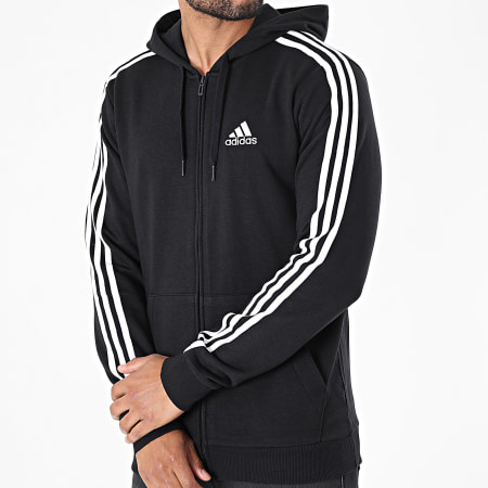 Adidas Sportswear - GK9032 3 Stripes Hooded Zip Sweat Top Nero