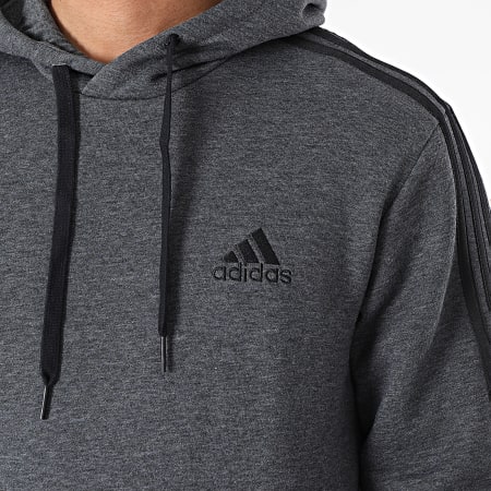 Adidas Sportswear - Sweat Capuche A Bandes 3 Stripes GK9082 Gris Anthracite Chiné
