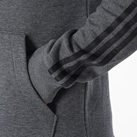 Adidas Sportswear - GK9082 Felpa con cappuccio 3 strisce grigio antracite