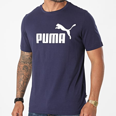 Puma - Tee Shirt Essential Logo Bleu Marine