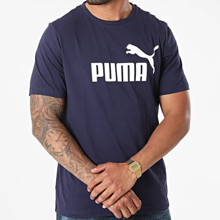 Puma - Tee Shirt Essential Logo Bleu Marine