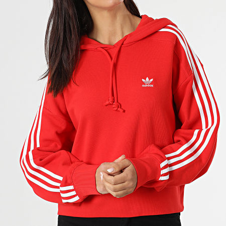 Adidas Originals - Sweat Capuche Femme A Bandes Short H34614 Rouge