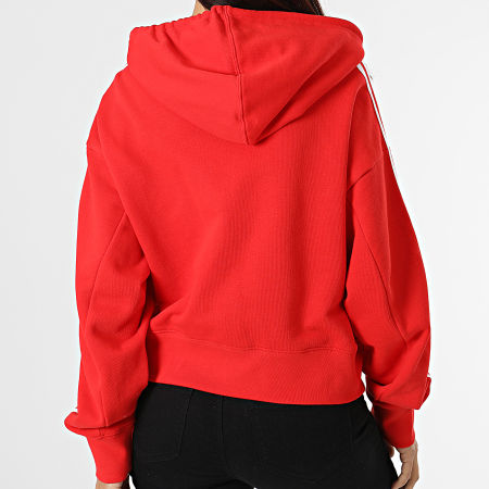 Adidas Originals - Sweat Capuche Femme A Bandes Short H34614 Rouge
