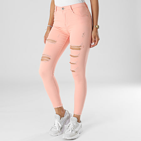 Girls Outfit - Jean Skinny Femme C9051 Rose Saumon