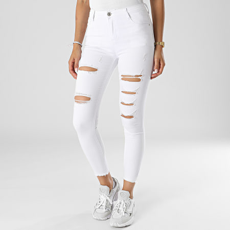 Girls Outfit - Jean Skinny Femme C9051 Blanc