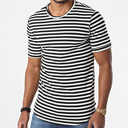 Frilivin - Tee Shirt Oversize A Rayures 15238 Blanc Noir