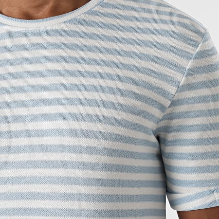Frilivin - Tee Shirt Oversize A Rayures 15238 Blanc Bleu Ciel
