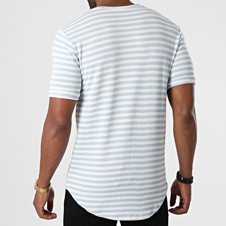 Frilivin - Tee Shirt Oversize A Rayures 15238 Blanc Bleu Ciel