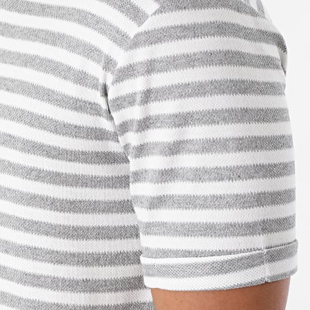 Frilivin - Tee Shirt Oversize A Rayures 15238 Blanc Gris