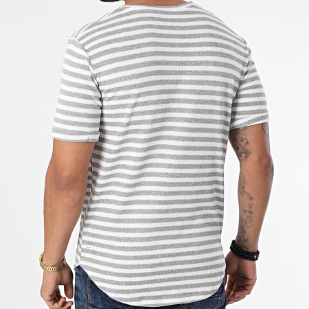 Frilivin - Tee Shirt Oversize A Rayures 15238 Blanc Gris