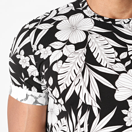 Frilivin - Tee Shirt Oversize T1712 Noir Blanc Floral