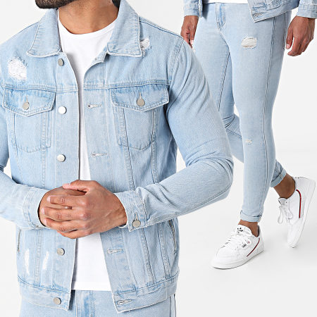 Frilivin - Set giacca e jeans skinny con lavaggio blu