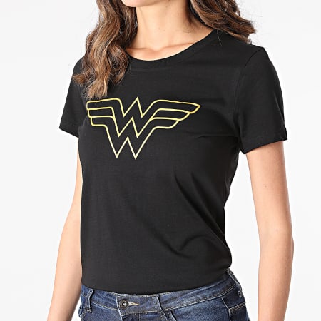 DC Comics - Camiseta de mujer Big Logo Tee Negro Oro