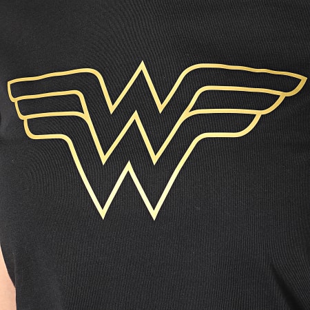 DC Comics - Camiseta de mujer Big Logo Tee Negro Oro