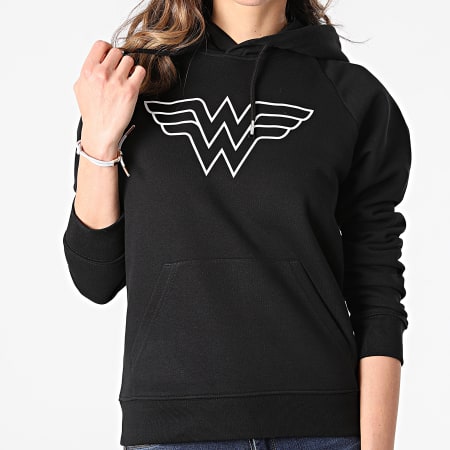 DC Comics - Felpa con cappuccio da donna Logo Nero Bianco
