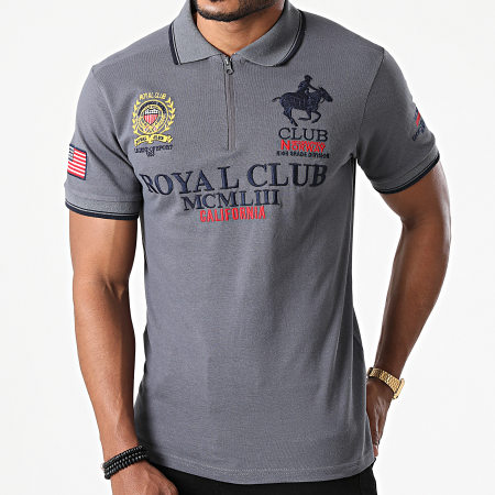 Geographical Norway - Polo Manches Courtes Keratine Gris Anthracite