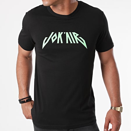 Jok'Air - Camiseta negra con logotipo verde fluorescente