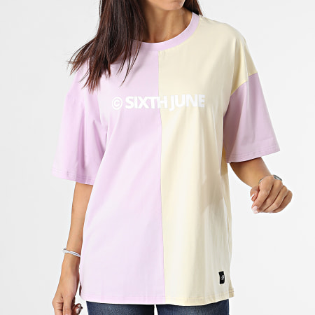 Sixth June - Tee Shirt Femme W33036KTS Lila Jaune Clair
