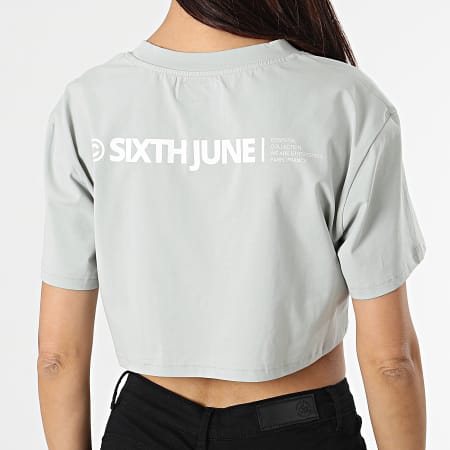 Sixth June - Tee Shirt Crop Femme W33053KTO Vert Clair