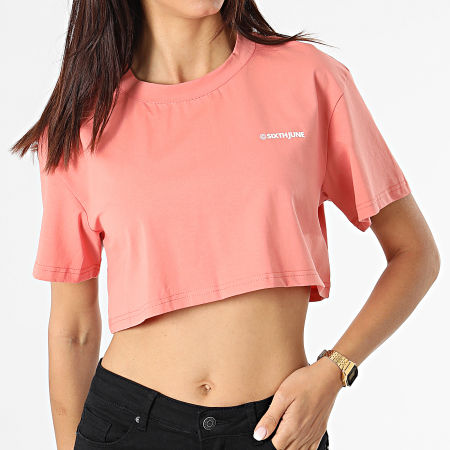 Sixth June - Tee Shirt Crop Femme W33053KTO Orange Clair