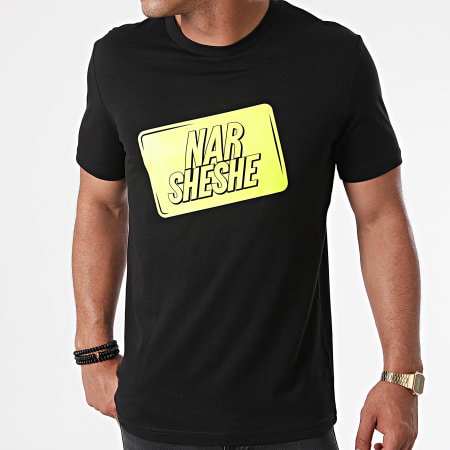 Tisco - Camiseta Narsheshe Negro Amarillo Fluo