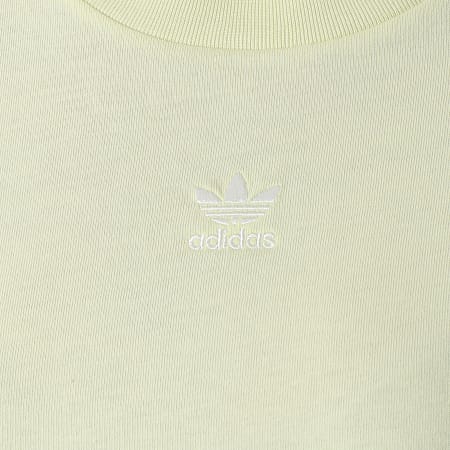 Adidas Originals - Tee Shirt Crop Femme A Bandes Tennis Luxe H56452 Jaune Clair