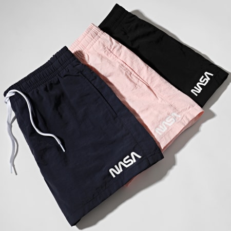 NASA - Shorts de baño Worm Logo Negro