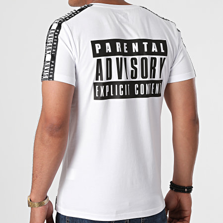 Parental Advisory - Tee Shirt A Bande Tape Back Blanc Noir