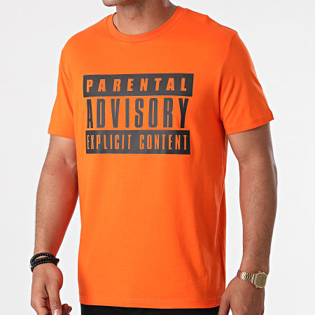 Parental Advisory - Tee Shirt Logo Orange Noir