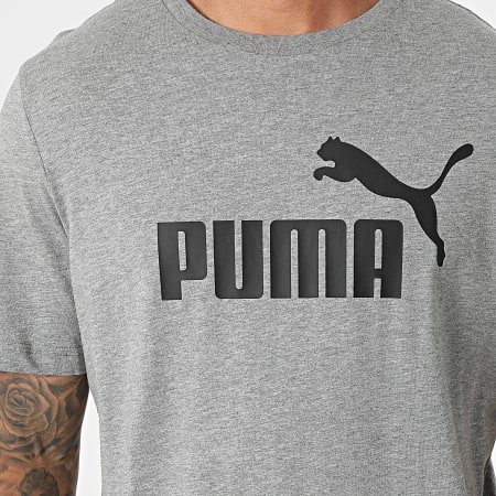 Puma - Tee Shirt Essential Logo Gris Chiné
