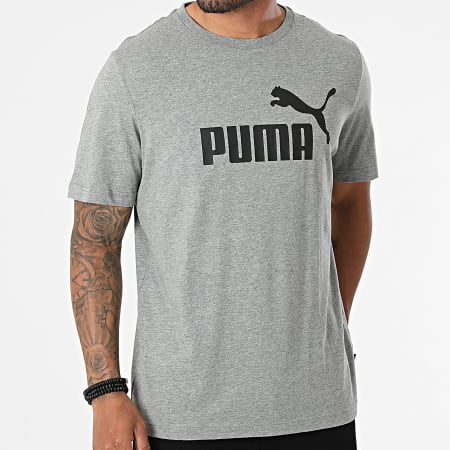 Puma - Tee Shirt Essential Logo Gris Chiné