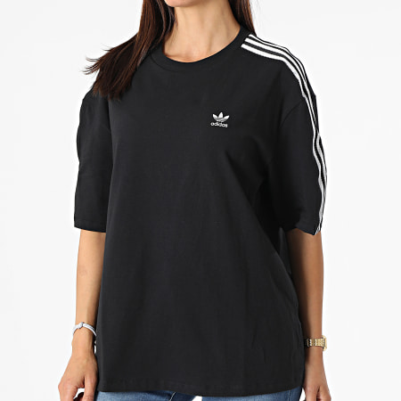 Adidas Originals - Tee Shirt Oversize Femme A Bandes H37811 Noir