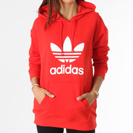 Adidas Originals - Sweat Capuche Femme Trefoil H33588 Rouge