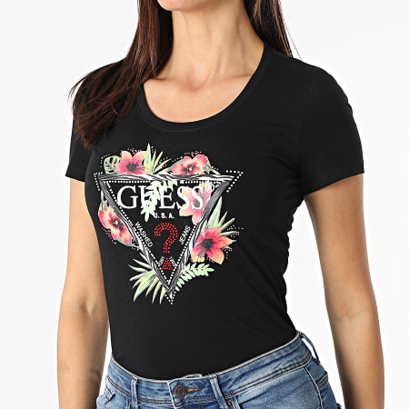 Guess - Tee Shirt Femme A Strass W1GI0N-J1311 Noir Floral